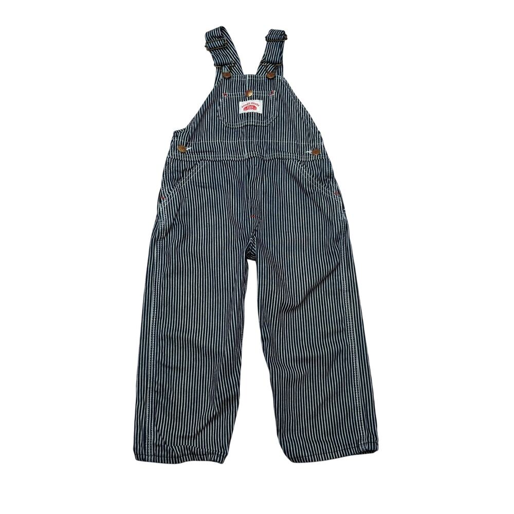 Vintage Round House Overalls Hickory Stripe Engineer Bib Baby Toddler 4T USA